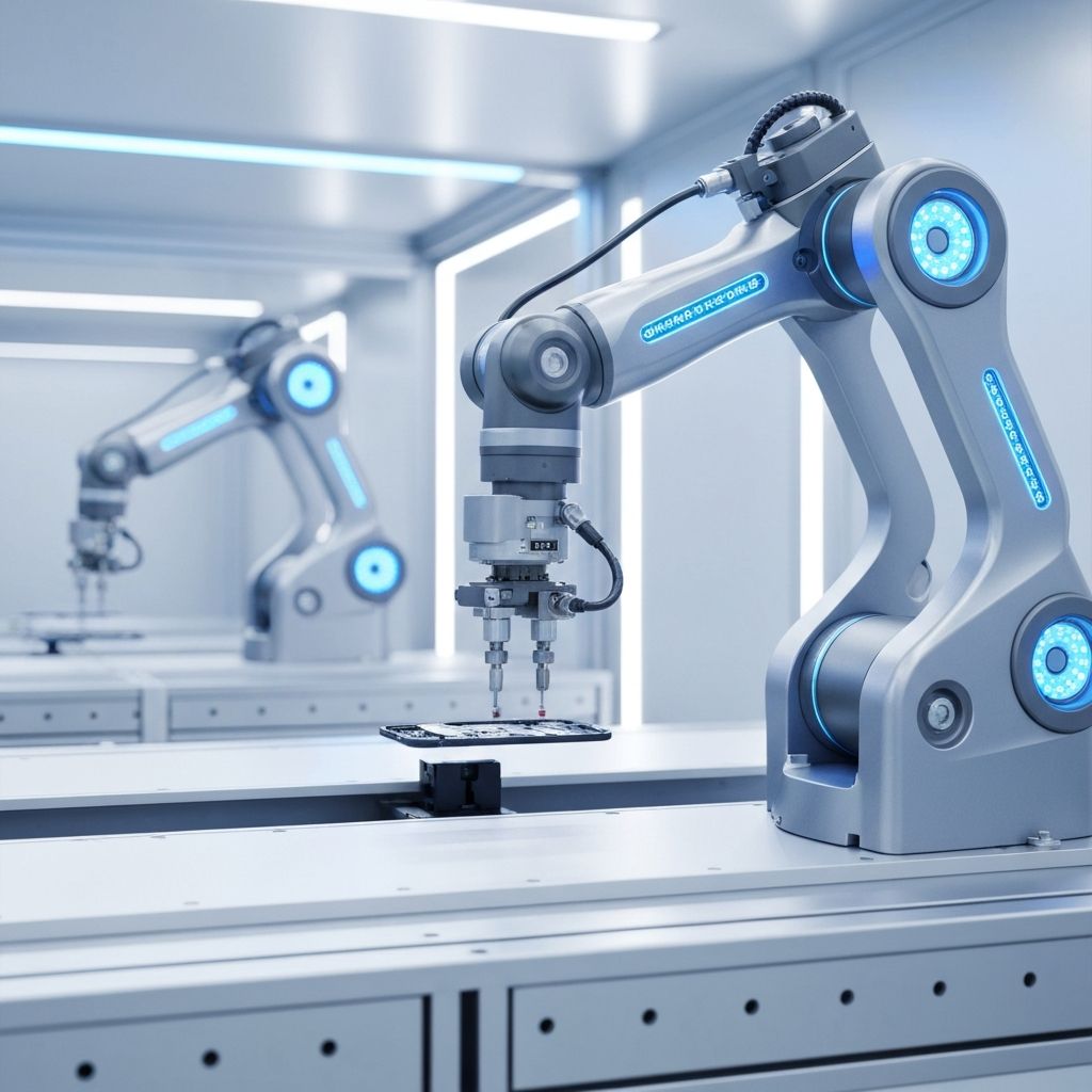 Robô Daisy da Apple desmontando iPhones em linha de produção automatizada