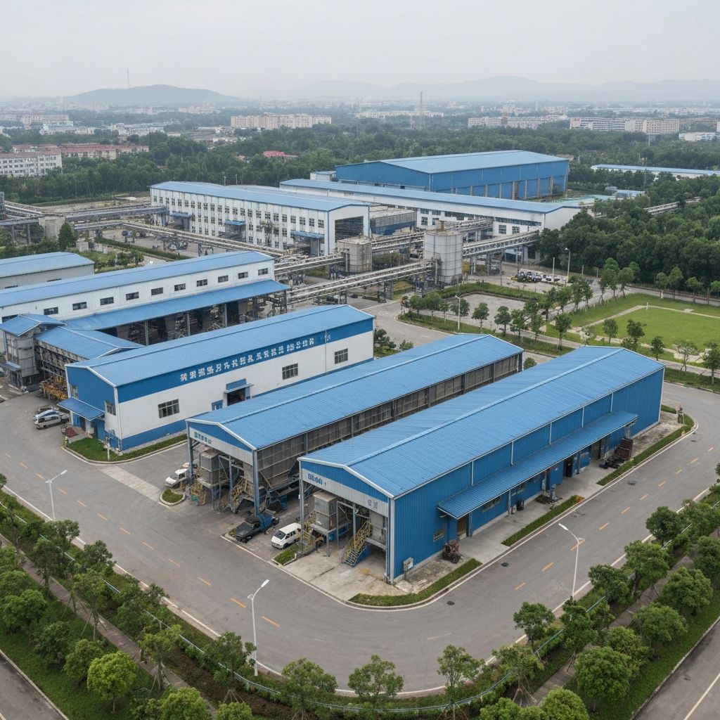 Moderno parque industrial de reciclagem em Guiyu, China