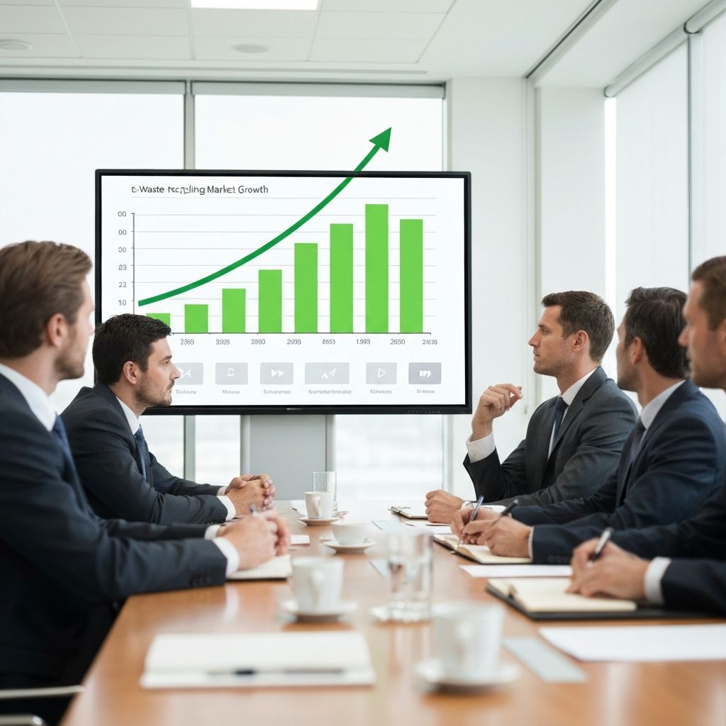 Gráfico de crescimento do mercado de reciclagem de eletrônicos
